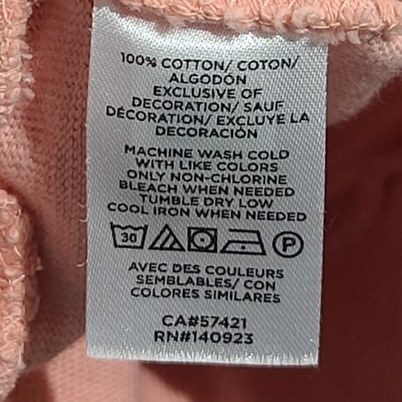 LOFT Strawberry Embroidered Henley Sweatshirt Medium Pink EUC 100% Cotton - Picture 5 of 6